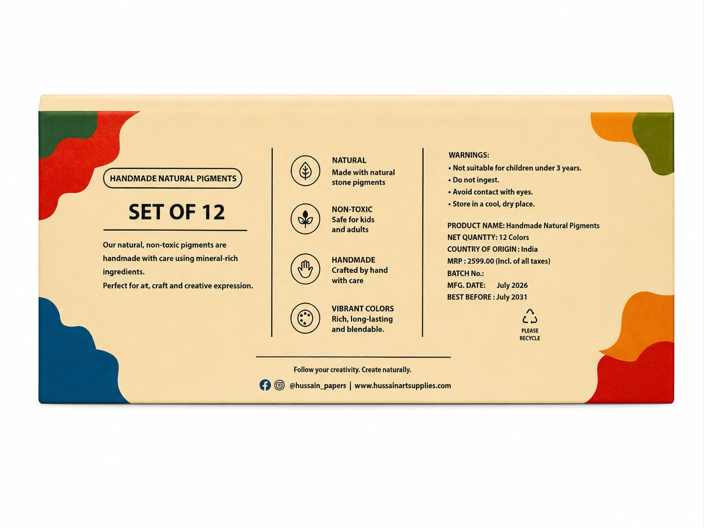 Handmade Natural Stone Pigment Set – 12 Colors